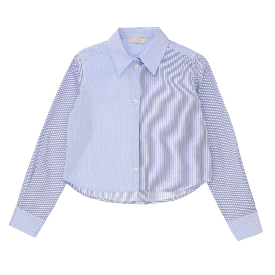 Camicia cropped bambina in cotone a righe Please | CL45/271G1534