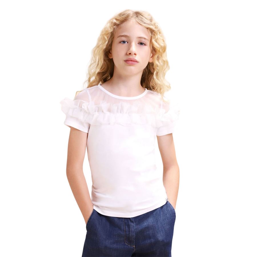 Please t-shirt m/m jersey e tulle con rouches Please | MB15/032G3102