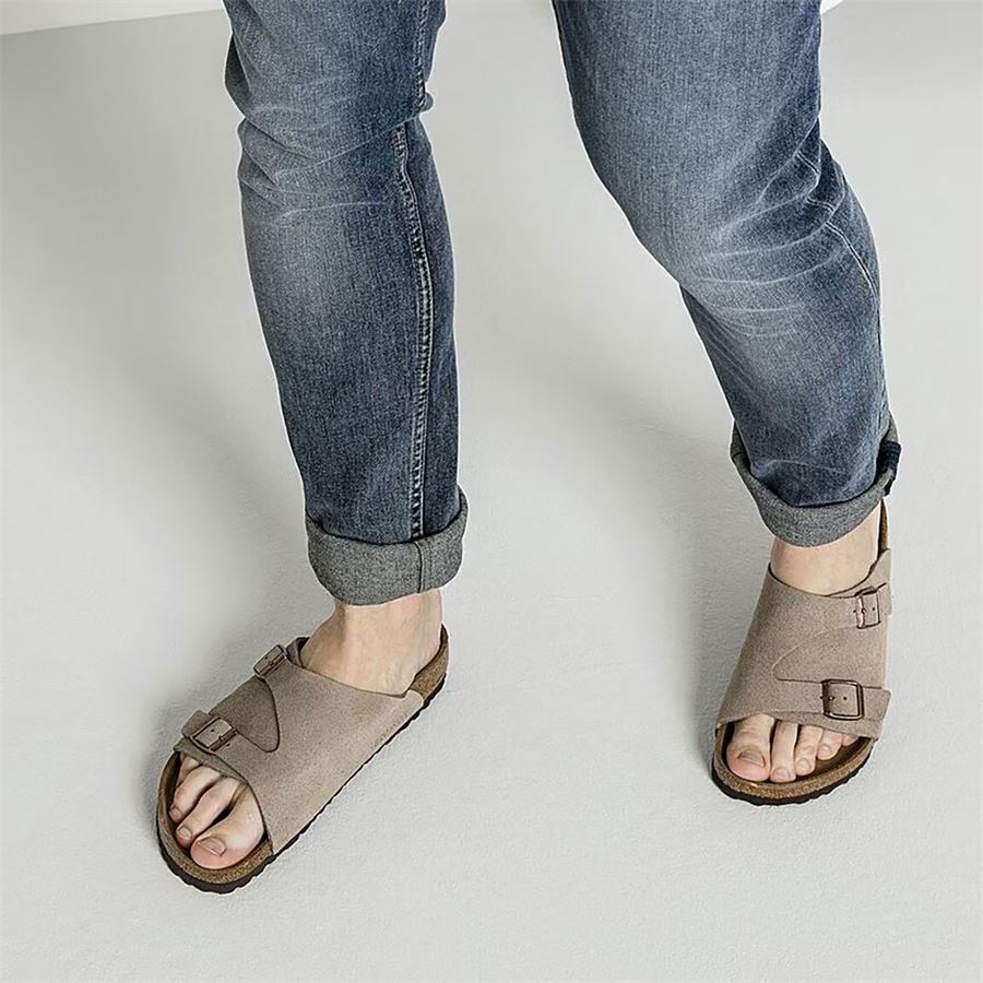 Zurich Taupe, Suede Leather - Calz. Stretta Ciabatta Unisex Uomo Donna Birkenstock | 050463X