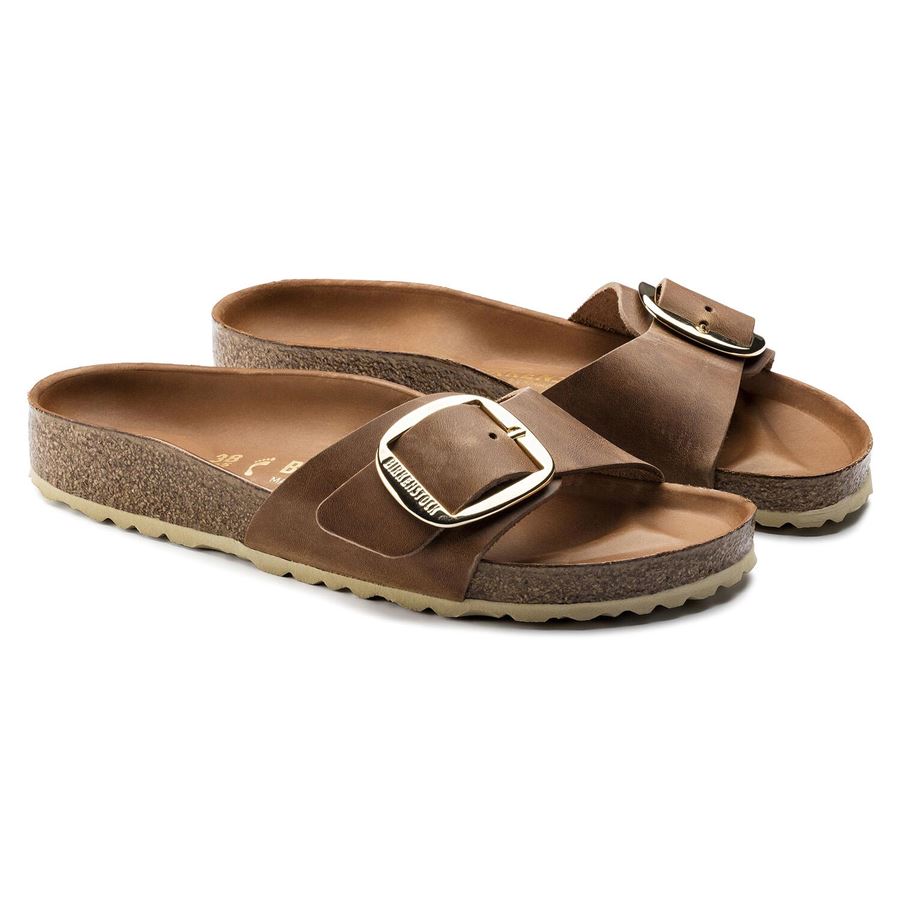 Madrid Big Buckle cognac, Oiled Leather - Calz. Stretta Birkenstock | 1006525X