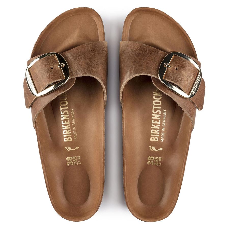 Madrid Big Buckle cognac, Oiled Leather - Calz. Stretta Birkenstock | 1006525X