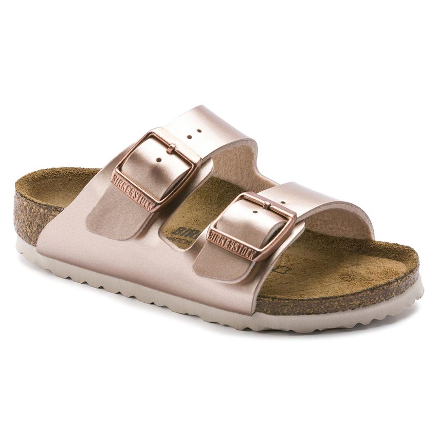 Arizona Kids electric metallic copper, Birko Flor - Calz. Stretta ciabatta da bambina Birkenstock | 1012478XX