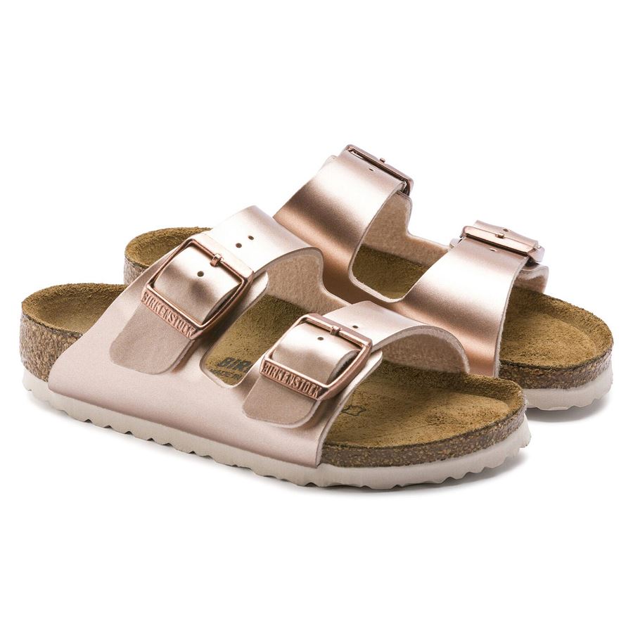 Arizona Kids electric metallic copper, Birko Flor - Calz. Stretta ciabatta da bambina Birkenstock | 1012478XX