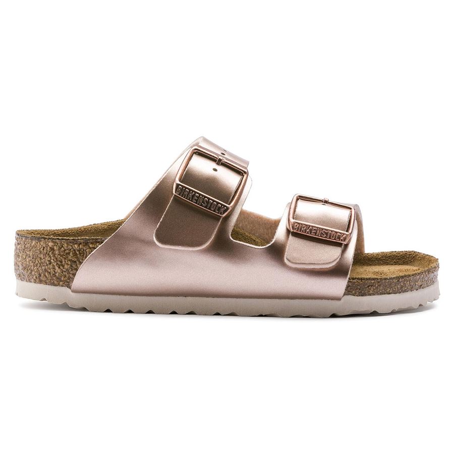Arizona Kids electric metallic copper, Birko Flor - Calz. Stretta ciabatta da bambina Birkenstock | 1012478X