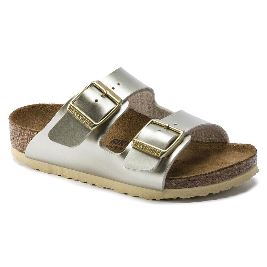 Arizona Kids electric metallic gold, Birko Flor - Calz. Stretta ciabatta da bambina Birkenstock | 1014841X