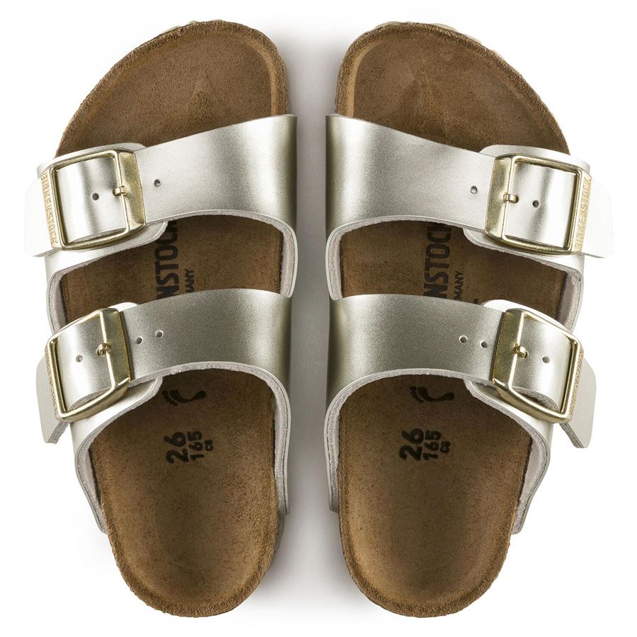 Arizona Kids electric metallic gold, Birko Flor - Calz. Stretta ciabatta da bambina Birkenstock | 1014841X