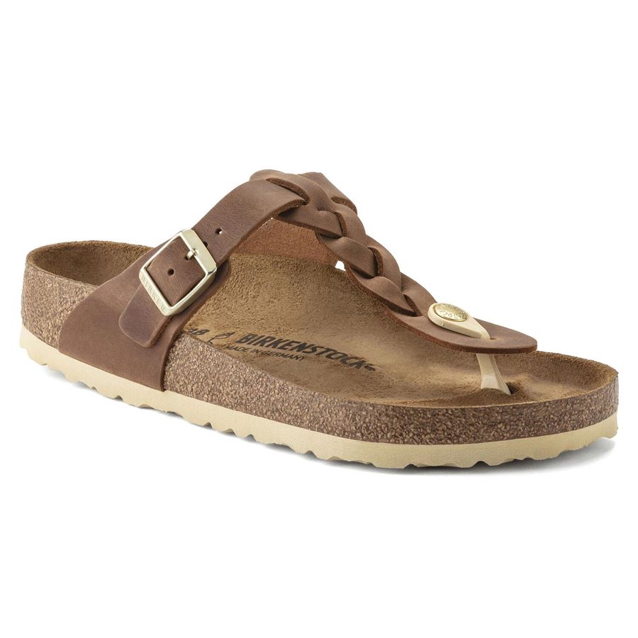 Gizeh Braided Cognac, Oiled Leather - Calz. Normale infradito da donna Birkenstock | 1021355X
