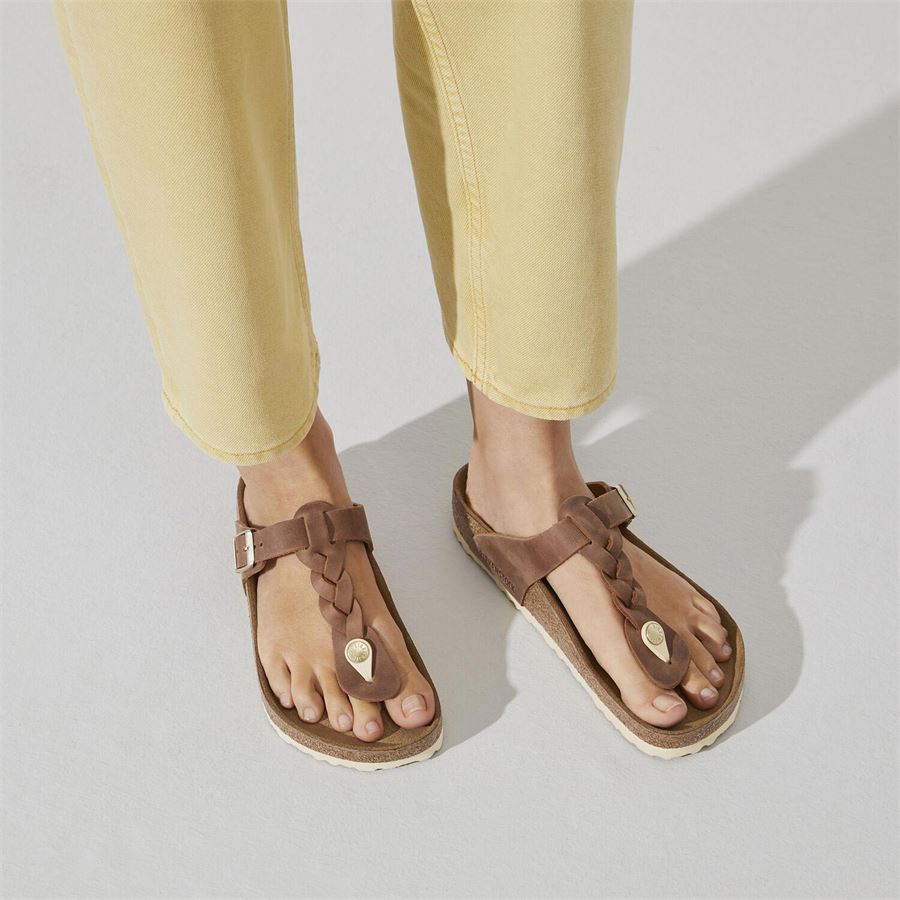 Gizeh Braided Cognac, Oiled Leather - Calz. Normale infradito da donna Birkenstock | 1021355X