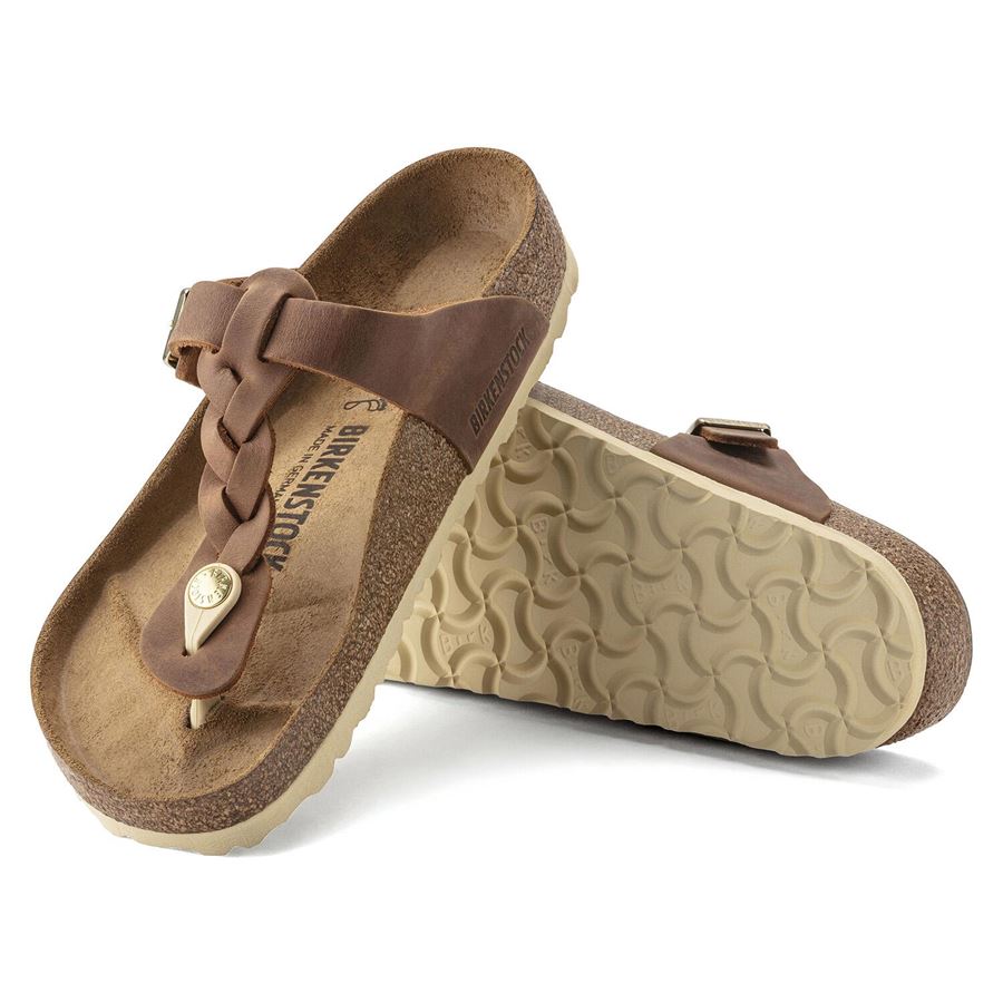 Gizeh Braided Cognac, Oiled Leather - Calz. Normale infradito da donna Birkenstock | 1021355X
