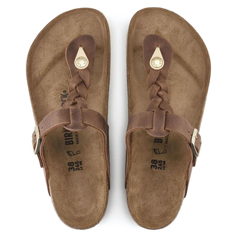 Gizeh Braided Cognac, Oiled Leather - Calz. Normale infradito da donna Birkenstock | 1021355X