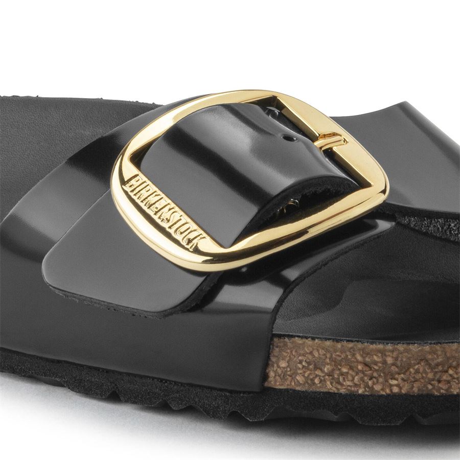 Madrid Big Buckle shine black, Natural Leather calzata stretta ciabatta da donna Birkenstock | 1022650X
