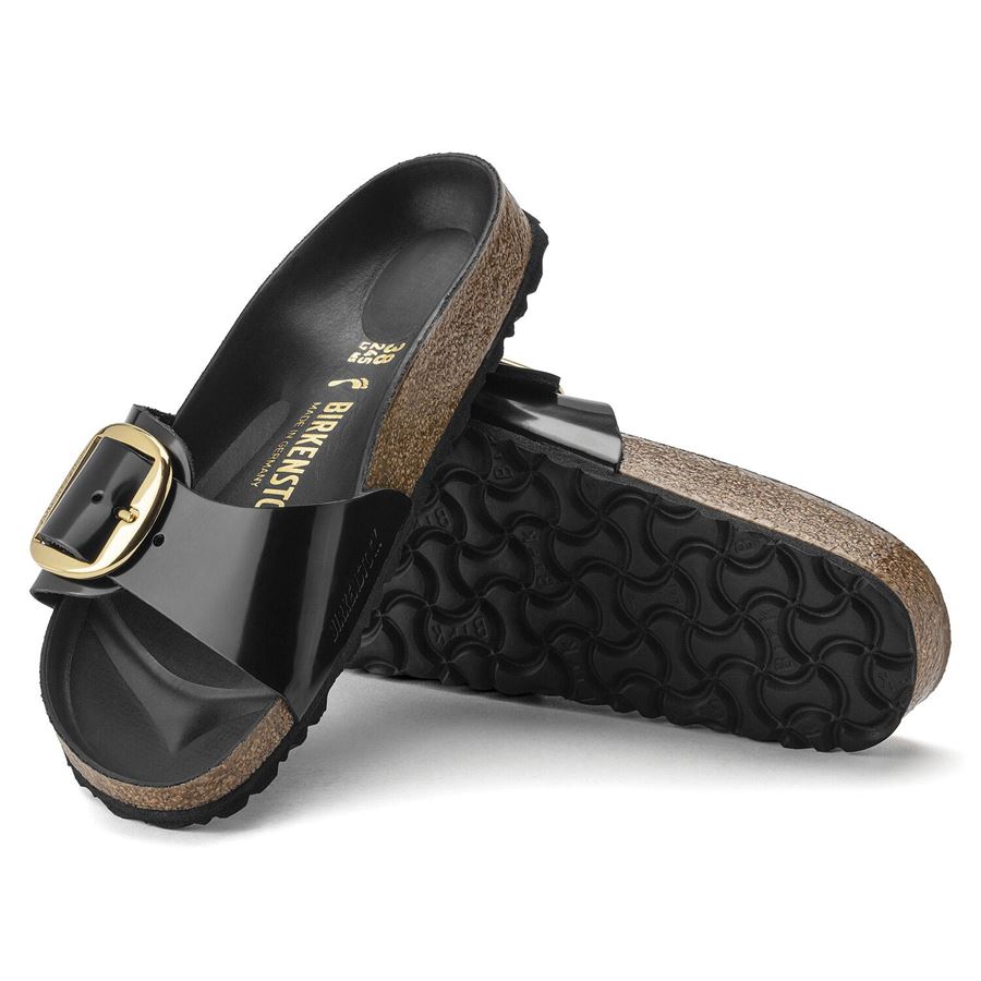 Madrid Big Buckle shine black, Natural Leather calzata stretta ciabatta da donna Birkenstock | 1022650X