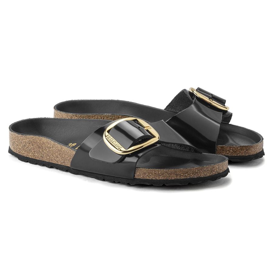 Madrid Big Buckle shine black, Natural Leather calzata stretta ciabatta da donna Birkenstock | 1022650X