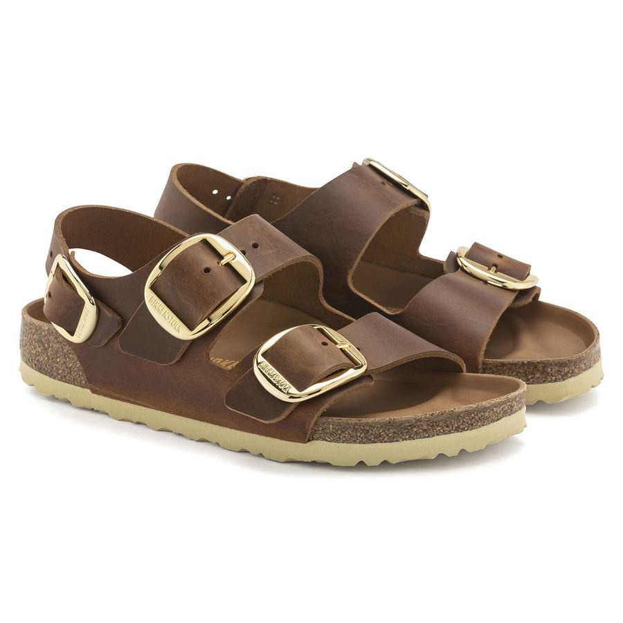 Milano Big Buckle cognac, Oiled Leather - Calz. Stretta Birkenstock | 1024067X