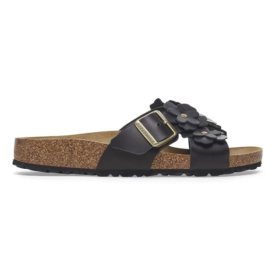 Siena Flowers Black, Natural Leather - Calz. Stretta ciabatta da donna Birkenstock | 1026734X