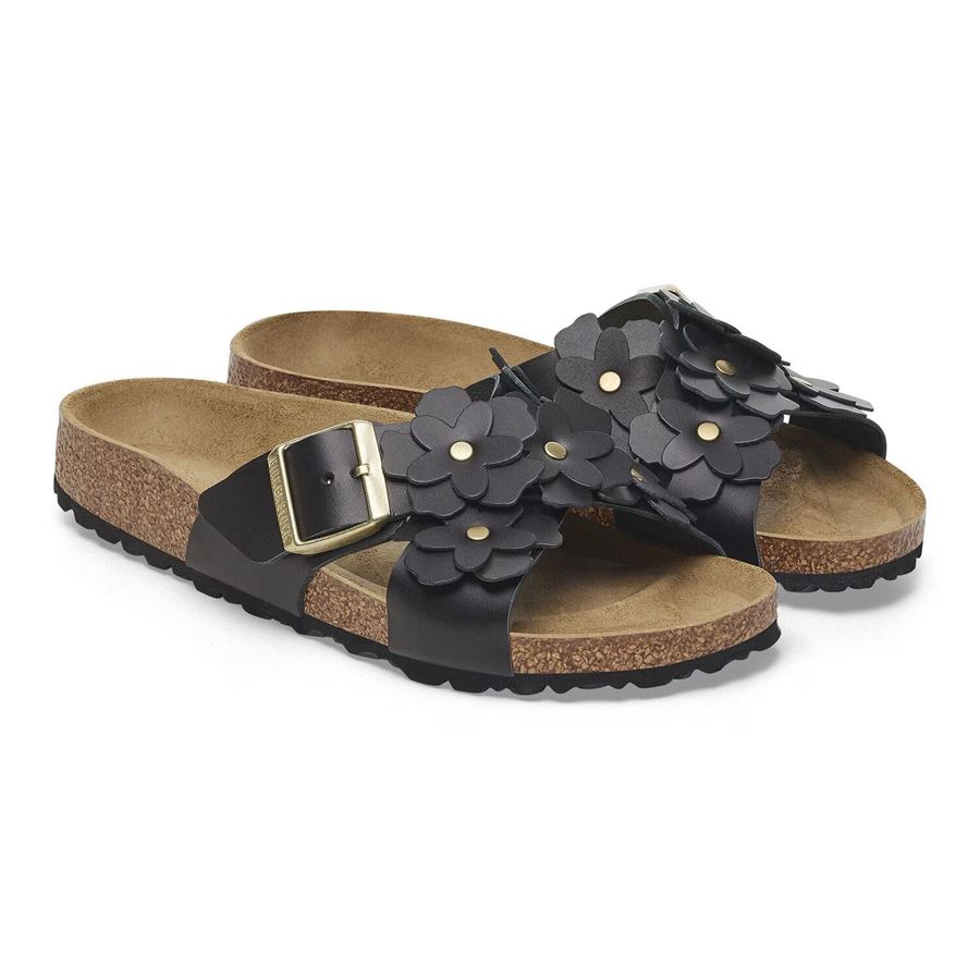 Siena Flowers Black, Natural Leather - Calz. Stretta ciabatta da donna Birkenstock | 1026734X