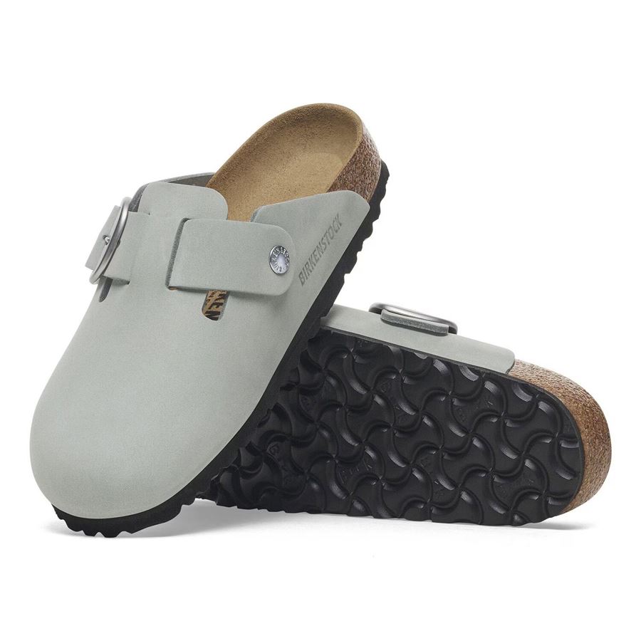Boston Big Buckle Pure Sage, Nubuck Leather sabot da donna Birkenstock | 1029303X