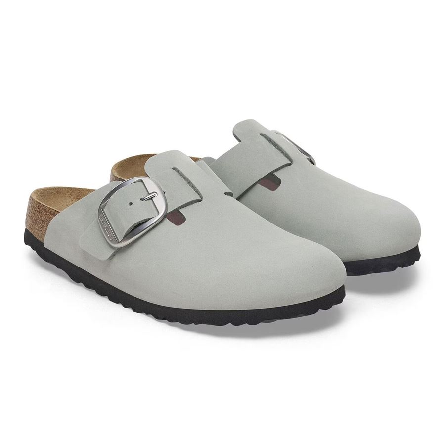 Boston Big Buckle Pure Sage, Nubuck Leather sabot da donna Birkenstock | 1029303X
