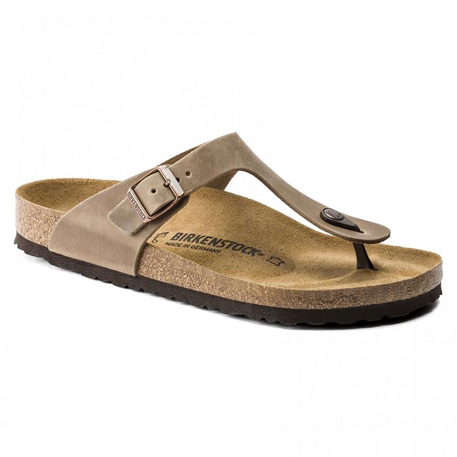 Gizeh tabacco brown, Oiled Leather - Calz. Normale infradito unisex uomo donna Birkenstock | 943811X