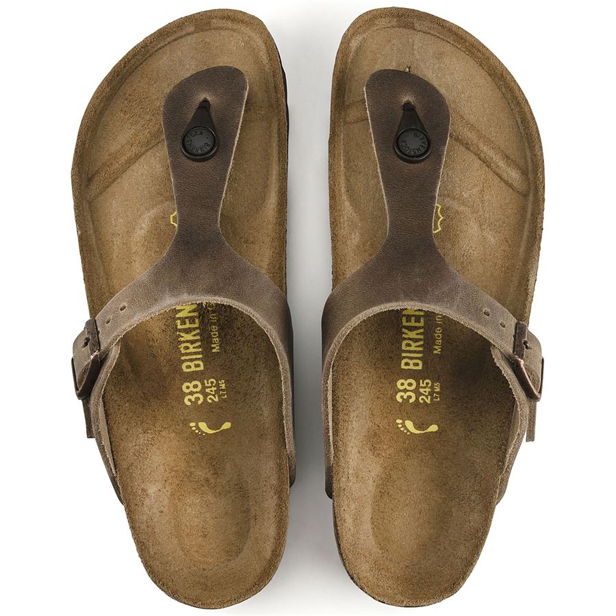 Gizeh tabacco brown, Oiled Leather - Calz. Normale infradito unisex uomo donna Birkenstock | 943811X