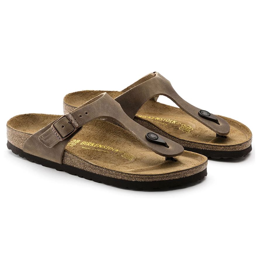 Gizeh tabacco brown, Oiled Leather - Calz. Normale infradito unisex uomo donna Birkenstock | 943811X