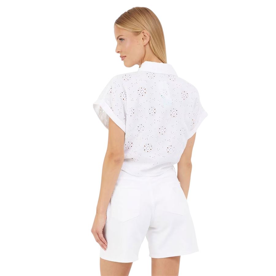 New Ss Brigitte Embro Shirt camicia a maniche corte da donna Guess | W5GH34/WG822G011