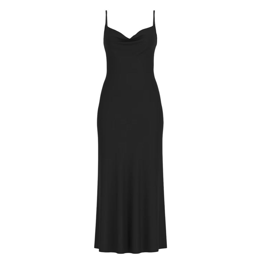 New Akilina Dress abito midi in raso da donna Guess | W5GK85/WH9C2JBLK