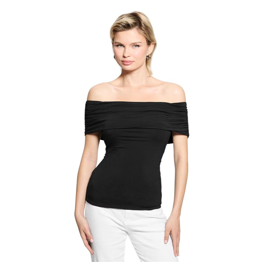 Charlotte Off Shoulder Top da donna Guess | W5GP08/KACM2JBLK