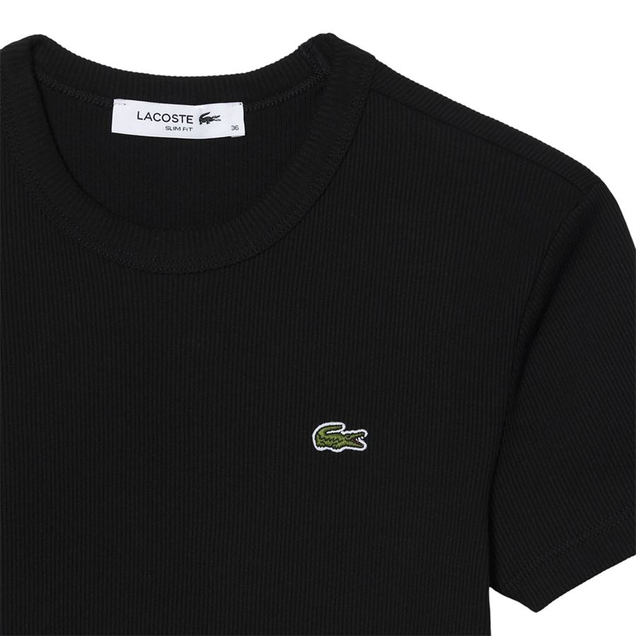 T-shirt a manica corta da donna in cotone a costine slim fit Lacoste | TF5538031