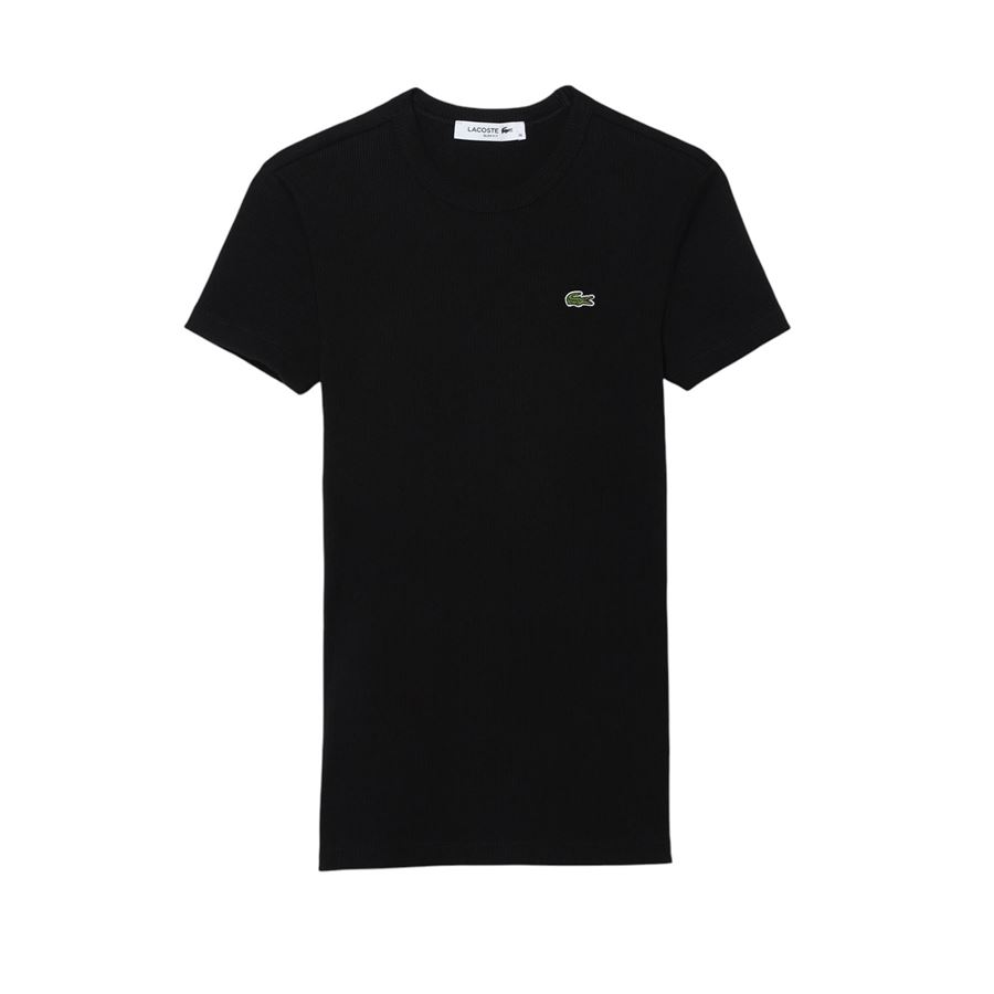 T-shirt a manica corta da donna in cotone a costine slim fit Lacoste | TF5538031