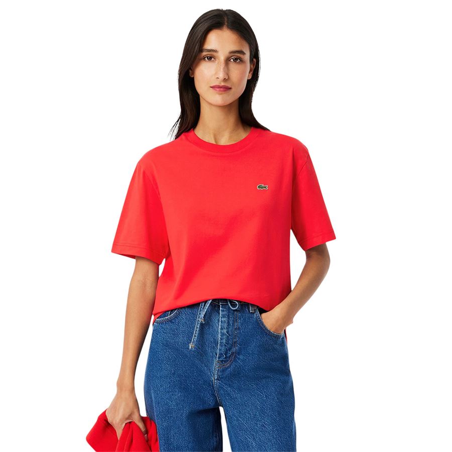 T-shirt a manica corta da donna in morbido cotone relaxed fit Lacoste | TF7215ZBG