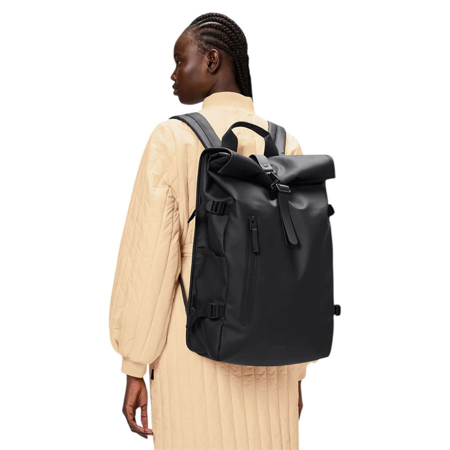 Rolltop Rucksack zaino unisex uomo donna Rains | RA13320BLA
