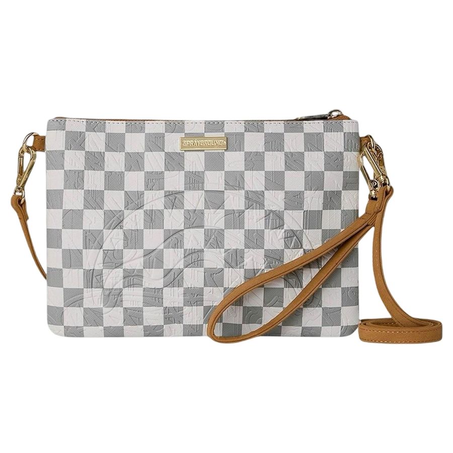 Graff Embossed Cream Check Crossover Clutch pouchette Sprayground | 910B8984NSZ